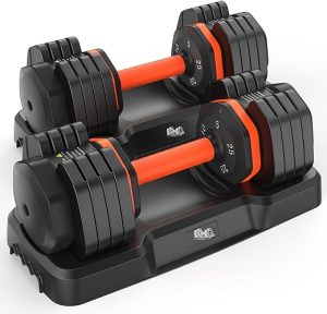25LB 55LB Adjustable Dumbbells Set, 5LB to 25LB Dumbbells Pair,15LB to 55LB Adjustable Dumbbells of 2, Home Gym Weight Dumbbells Set 50lbs/110lbs, Anti-Slip Handle for Exercise Equipment