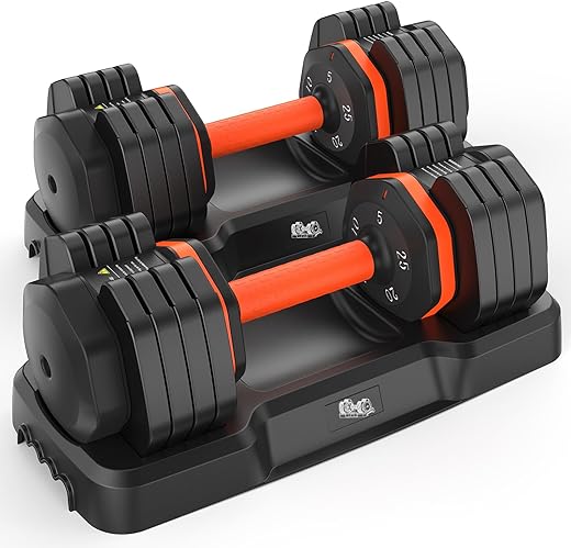 25LB 55LB Adjustable Dumbbells Set, 5LB to 25LB Dumbbells Pair,15LB to 55LB Adjustable Dumbbells of 2, Home Gym Weight Dumbbells Set 50lbs/110lbs, Anti-Slip Handle for Exercise Equipment