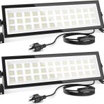 2 Pack Plug in LED Shop Lights - 100W 15000LM Ultra Bright Garage Light w/ 118inch Power Cord, IP66 Waterproof Shop Lights for Garage, Workshop, Warehouse (Built-in ON/Off Switch)