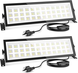 2 Pack Plug in LED Shop Lights - 100W 15000LM Ultra Bright Garage Light w/ 118inch Power Cord, IP66 Waterproof Shop Lights for Garage, Workshop, Warehouse (Built-in ON/Off Switch)