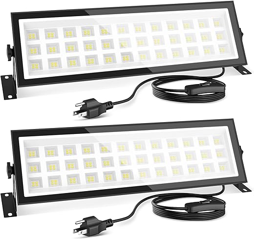 2 Pack Plug in LED Shop Lights - 100W 15000LM Ultra Bright Garage Light w/ 118inch Power Cord, IP66 Waterproof Shop Lights for Garage, Workshop, Warehouse (Built-in ON/Off Switch)