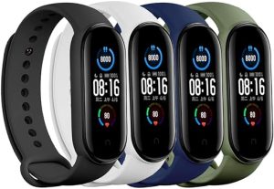 (4/5/8 PACK) Xiaomi Mi 5 & Mi 6 Strap/Amazfit Band 5 Replacement Bands for Mi Band 5 & Mi 6 SmartWatch Bands & Amazfit Band 5, Skin-Friendly Soft & Flexible Silicone Straps for Male and Female