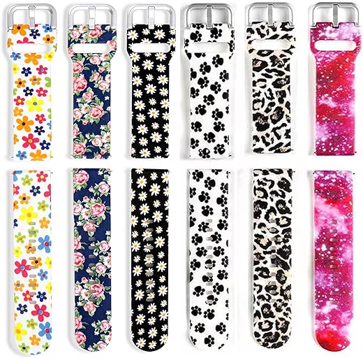 6-Pack Compatible with Amazfit Bip 5 Smart Watch Bands Women Girl, Soft Silicone Pattern Floral Strap Bands for Amazfit Bip 5 Watch