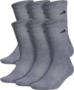 adidas Men's Athletic Cushioned Crew Socks with Arch Compression for a Secure Fit (6-Pair)