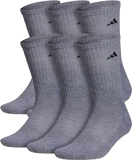 adidas Men's Athletic Cushioned Crew Socks with Arch Compression for a Secure Fit (6-Pair)