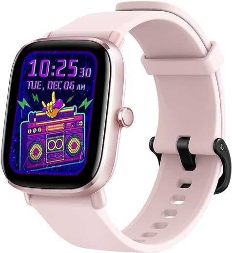 Amazfit GTS 2 Mini Fitness Smart Watch Alexa Built-in, SpO2, 14-Days Battery, 70+ Sports Modes, Heart Rate, Sleep, Stress Level Monitoring, Pink (Renewed)