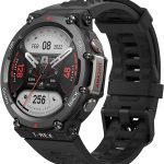 Amazfit T-Rex 2 Rugged Smart Watch, Military Certified, GPS, 24-Day Battery Life, Heart Rate, VO2, SPO2 Monitoring, Pacer, Altitude, 10 ATM Water-Resistant, Sleep Monitoring (Black)