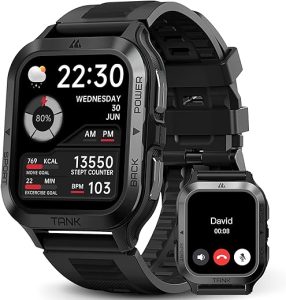AMAZTIM Smart Watch, 60 Days Extra-Long Battery, 50M Waterproof, Rugged Military Bluetooth Call(Answer/Dial Calls),1.85" Ultra Large HD Display, AI Voice Assistant,Compatible for Android and iOS