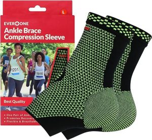 Ankle Brace Compression Support Sleeve For Injury Prevention, Healing and Recovery, Unisex, Large (1 Pair)