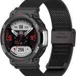 Bands Compatible with Amazfit T-Rex 2 Watch Strap Quick Release Waterproof Silm Metal Adjustable Stainless Steel Replacement Band for Amazfit T-Rex 2 Smartwatch