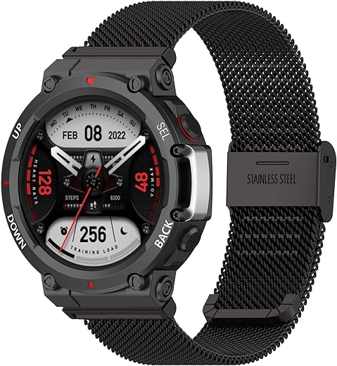 Bands Compatible with Amazfit T-Rex 2 Watch Strap Quick Release Waterproof Silm Metal Adjustable Stainless Steel Replacement Band for Amazfit T-Rex 2 Smartwatch
