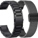 Compatible with Amazfit GTS 4 Mini/GTS 4 / GTS 3/ GTS 2/ GTS 2 Mini/GTS 2e/ GTS Bands, 2 Pack Stainless Steel Mesh Strap Bracelet Replacement for Amazfit Bip/Bip 3 Pro/Bip U Pro Man Women