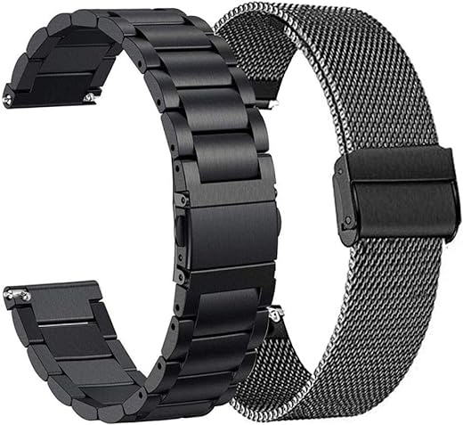 Compatible with Amazfit GTS 4 Mini/GTS 4 / GTS 3/ GTS 2/ GTS 2 Mini/GTS 2e/ GTS Bands, 2 Pack Stainless Steel Mesh Strap Bracelet Replacement for Amazfit Bip/Bip 3 Pro/Bip U Pro Man Women