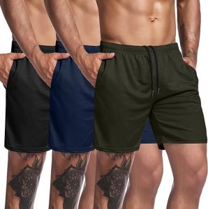 COOFANDY Men's 3 Pack Workout Gym Shorts Mesh Athletic Shorts Lightweight Bodybuilding Training Short Pants with Pockets
