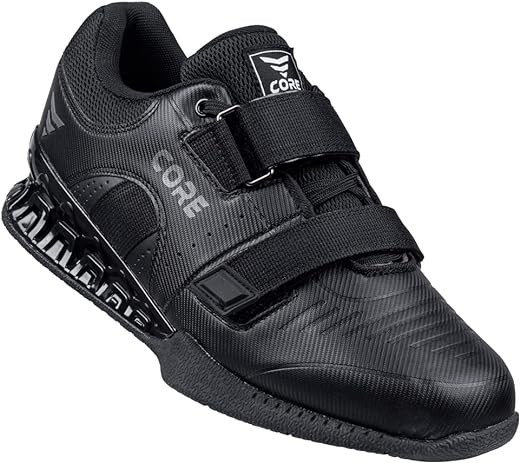 CORE Weightlifting Shoes Force Black - Squat Shoes for Men and Women – Weight Lifting Shoes for Powerlifting, Deadlifting & Crossfit – Non-Slip Olympic Lifting Shoes with Elevated 1.38 Inch Heels