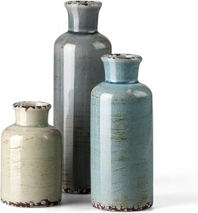 CwlwGO- Ceramic vase 3 Piece Set, Small Flower vase for Home Decoration, Modern Farmhouse Decoration, Living Room,Table Shelf, Centerpieces Decoration, Fireplace and Entrance Decoration-Multicolor……