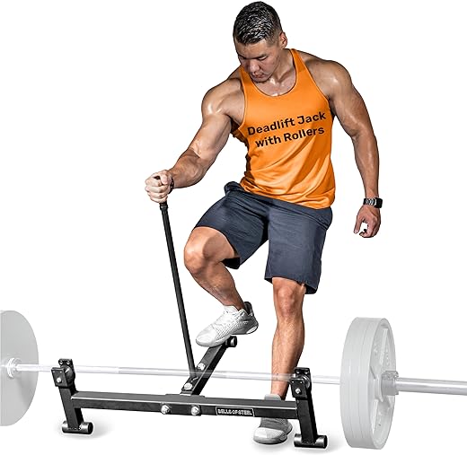 Deadlift Jack 2.0 [Bells of Steel] Premium Barbell Jack | Long Handle Deadlift Bar Jack | Bar Jack Durable Nylon Rollers for Easier Bar Centering | Protective UHMW Deadlift Stand, 800lb Capacity