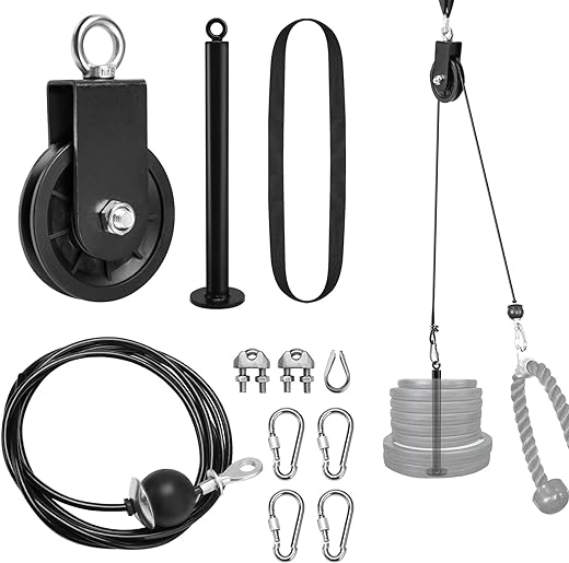 Eapele Fitness Pulley Cable System for Weight Lifting, LAT Pull Down, Weight Training, Biceps Curl, Triceps Pull Down, Row, Fly