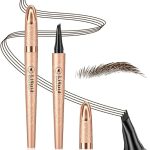 Eyebrow Pencil Microblade Eyebrow Pen, Eyebrow Pen Micro 4 Point Brow Pen Lift & Snatch, Smudge-proof Natural Eyebrow Hair, Waterproof Long-Lasting Brow Microfilling Eyebrow Pen (Dark Brown)