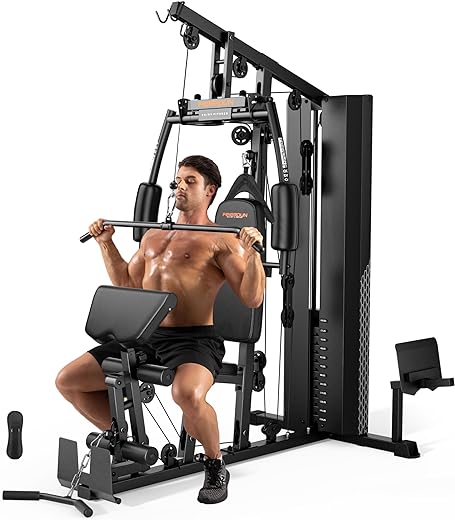 FEIERDUN Home Gym, Multi Exercise Equipment with Leg Press, Cable Machine Home Gym Equipment for Full Body Workout