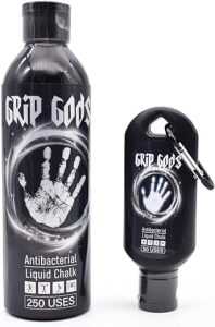 Grip Gods Liquid Chalk Combo Travel Bottle (50ML) & Refill Bottle (250ML) for Weight Lifting, Gym, Rock Climbing, Pole Grip, Gymnastics, Sports, and Workout Chalk.