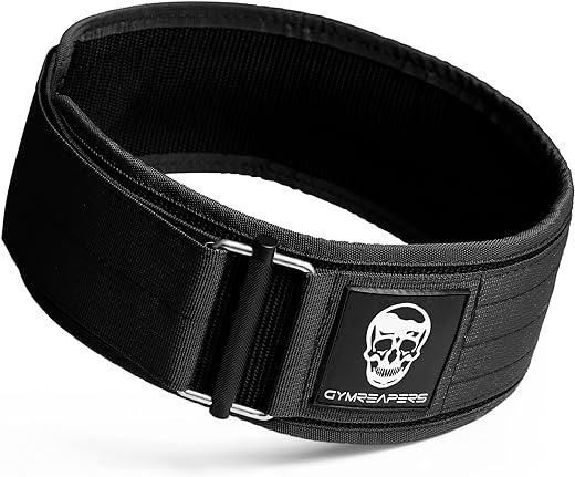 Gymreapers Quick Locking Weightlifting Belt for Bodybuilding, Powerlifting, Cross Training - 4 Inch Neoprene with Metal Buckle - Adjustable Olympic Lifting Back Support
