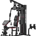 Home Gym Station, 150LB Weight Stack Multifunctional Home Gym Equipment for Full Body Strength Training Workout, LAT Pulldown Pulley System, Chest/Leg Exercise and Preacher Curl Fitness