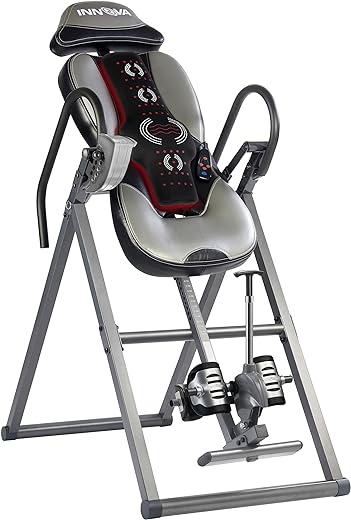 INNOVA HEALTH AND FITNESS ITM5900 Advanced Heat and Massage Inversion Table, Gray/Black