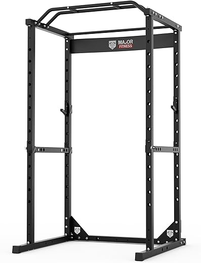 Major Fitness Power Cage, F16 Squat Rack All-in-One 1200lbs Capacity Power Rack with Attachment for Home Gym, Weight Cage