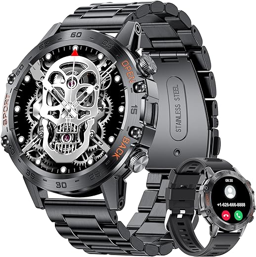 Military Smart Watch for Men(Answer/Dial Calls),100 Sports Modes, 5ATM Waterproof Fitness Watch with Heart Rate/SpO2/Blood Pressure for Android and iOS,1.39''HD DIY Screen Smart Watch