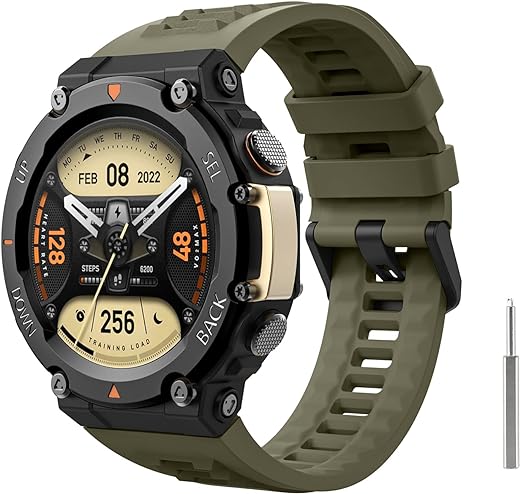 MoKo Watch Strap Compatible with Amazfit T-Rex 2, Women Men Watch Band Soft Silicone Replacement Wristband for T-Rex 2