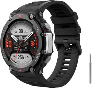 MoKo Watch Strap Compatible with Amazfit T-Rex 2, Women Men Watch Band Soft Silicone Replacement Wristband for T-Rex 2