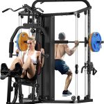 Multifunction Home Gym System Workout Station,Smith Machine with 138LB Weight Stack, Leg Press, LAT Station for Full Body Training (Home Gym Station)