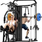 Multifunction Home Gym System Workout Station,Smith Machine with 138LB Weight Stack, Leg Press, LAT Station for Full Body Training