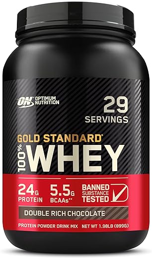 Optimum Nutrition Gold Standard 100% Whey Protein Powder, Double Rich Chocolate, 2 Pound (Packaging May Vary)