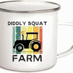 Perfect Gift for Tractor Lovers Funny Farm Diddly Squat 12oz Enamel Silver Mug