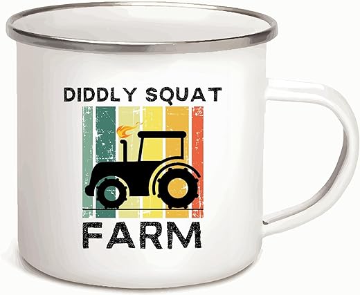 Perfect Gift for Tractor Lovers Funny Farm Diddly Squat 12oz Enamel Silver Mug