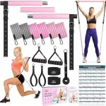 Pilates Bar Kit with Resistance Bands, Multifunctional Yoga Pilates Bar with Heavy-Duty Metal Adjustment Buckle, Portable Home Gym Pilates Resistance Bar Kit for Women Full Body Workouts