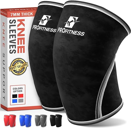 ProFitness Knee Sleeves Weightlifting Men & Women - 7mm Thick Premium Neoprene Weight Lifting Knee Sleeve for Women & Men Ideal for Squats, Powerlifting & Deadlift | Squat Knee Sleeves for Men & Women