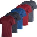 Real Essentials 5 Pack: Men’s Short Sleeve Dry Fit Active Crew Neck T Shirt - Athletic Running Gym Workout Tee Tops