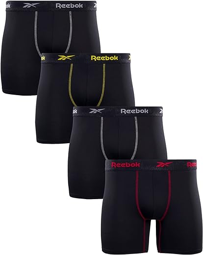 Reebok Men's Active Underwear - Sport Soft Performance Boxer Briefs (4 Pack)