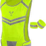 Running Reflective Vest with Inside Pocket and 2 Bands, High Visibility Reflective Running Gear Safety Vest Straps for Men Women Kids for Night Running Walking Cycling