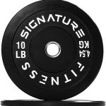 Signature Fitness 2" Olympic Bumper Plate Weight Plates with Steel Hub, Single, Pair or Set