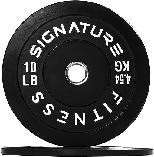 Signature Fitness 2" Olympic Bumper Plate Weight Plates with Steel Hub, Single, Pair or Set