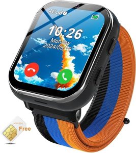Smart Watch for Kids, 4G Kids Smartwatch Phone Touch Screen, Educational Games Pedometer Fitness Alarm Calculator Clock Camera Music Player, Suitable for Children Aged 4-10 Years Old, Black