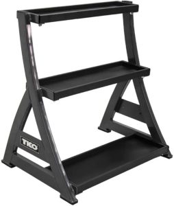 TKO 3-Tier Kettlebell Rack | Perfect for Any Home Gym & Commercial Gym | Black/Silver Kettle Bell Weight Stand | Keep Your Workout Area Clean & Safe | 31” W x 23” D x 33” H