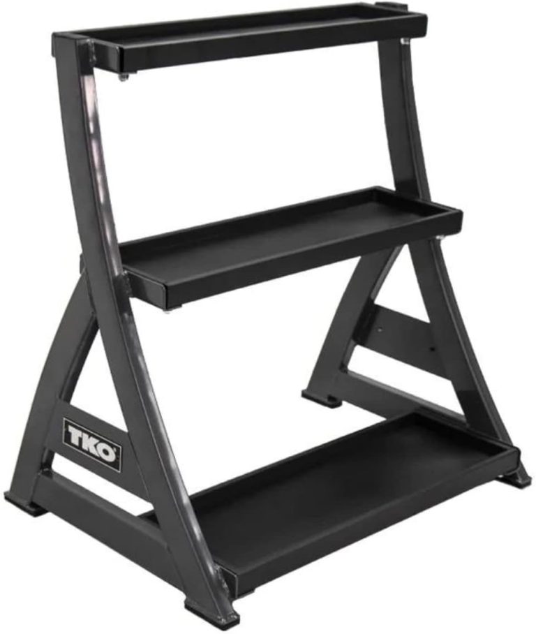 TKO 3-Tier Kettlebell Rack | Perfect for Any Home Gym & Commercial Gym | Black/Silver Kettle Bell Weight Stand | Keep Your Workout Area Clean & Safe | 31” W x 23” D x 33” H