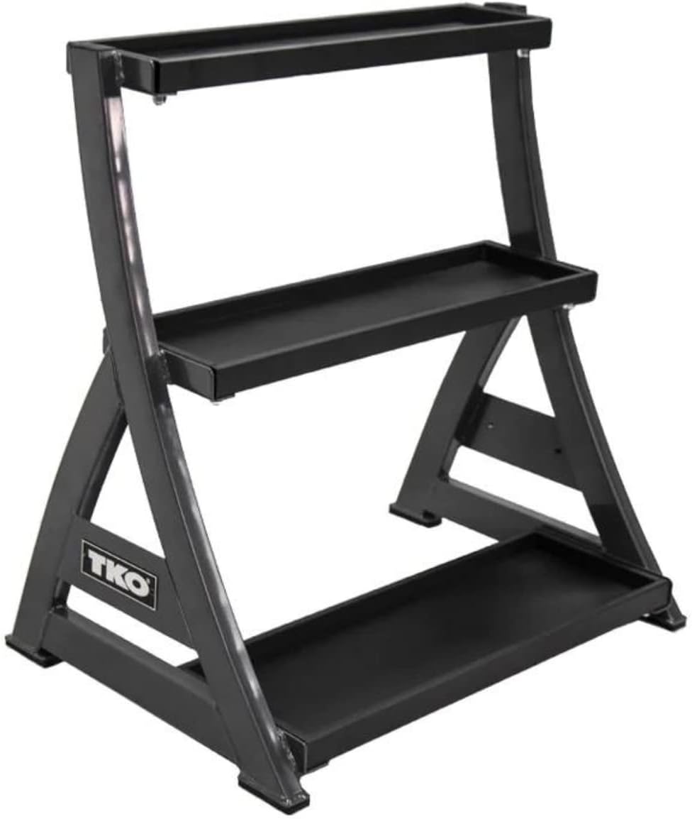 TKO 3-Tier Kettlebell Rack | Perfect for Any Home Gym & Commercial Gym | Black/Silver Kettle Bell Weight Stand | Keep Your Workout Area Clean & Safe | 31” W x 23” D x 33” H