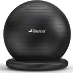 Trideer Ball Chair Yoga Ball Chair Exercise Ball Chair with Base for Home Office Desk, Stability Ball & Fitness Ball Seat to Relieve Back Pain, Home Gym Workout Ball for Abs, Pregnancy Ball with Pump