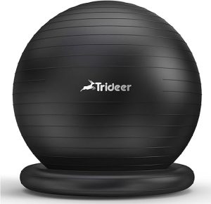 Trideer Ball Chair Yoga Ball Chair Exercise Ball Chair with Base for Home Office Desk, Stability Ball & Fitness Ball Seat to Relieve Back Pain, Home Gym Workout Ball for Abs, Pregnancy Ball with Pump